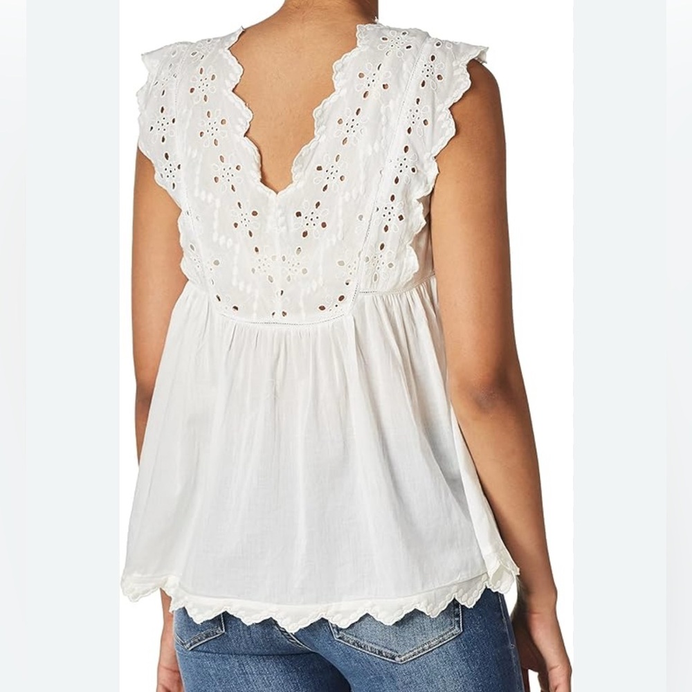 Lucky Brand Womens Eyelet Peasant Blouse Size Medium - Picture 3 of 9